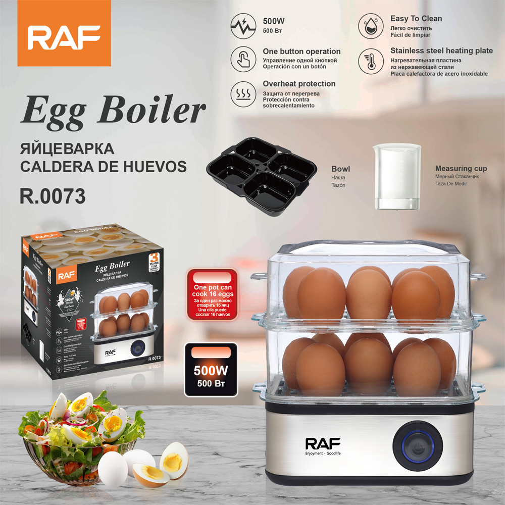 RAF European-style egg cooker, fully automatic household multi-functional double-layer egg cooker, egg steaming and boiling wonder, soft-boiled eggs, hot spring eggs pic 3