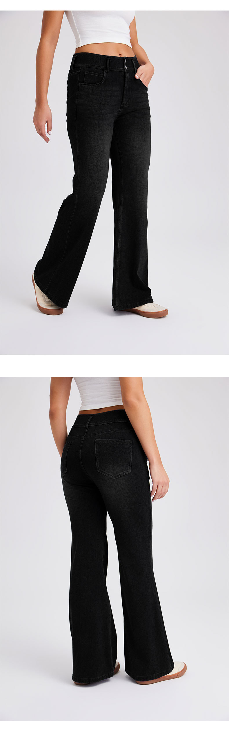 跨境欧美➕非洲大码新款高腰经典款牛仔阔腿裤女猫须马骝高弹显瘦拉链宽松休闲裤 牛仔裤牛仔裤女库存详情图14