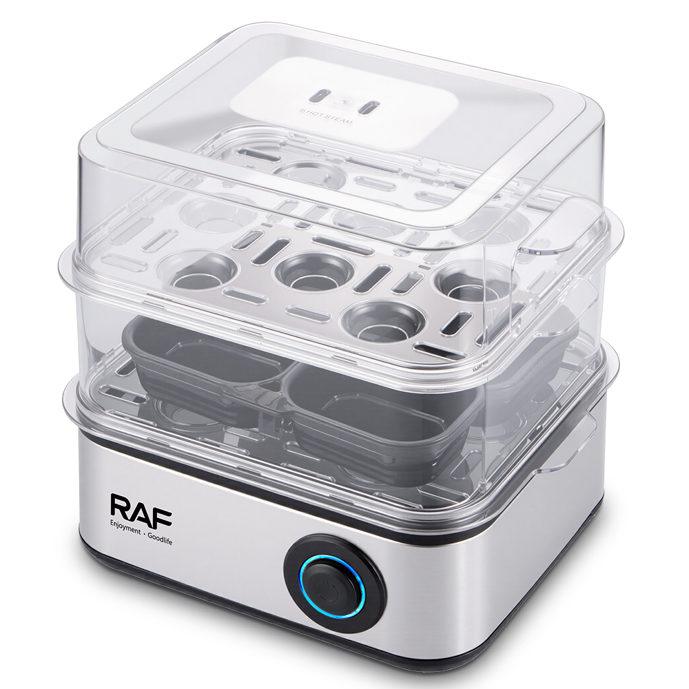 RAF European-style egg cooker, fully automatic household multi-functional double-layer egg cooker, egg steaming and boiling wonder, soft-boiled eggs, hot spring eggs Specification image