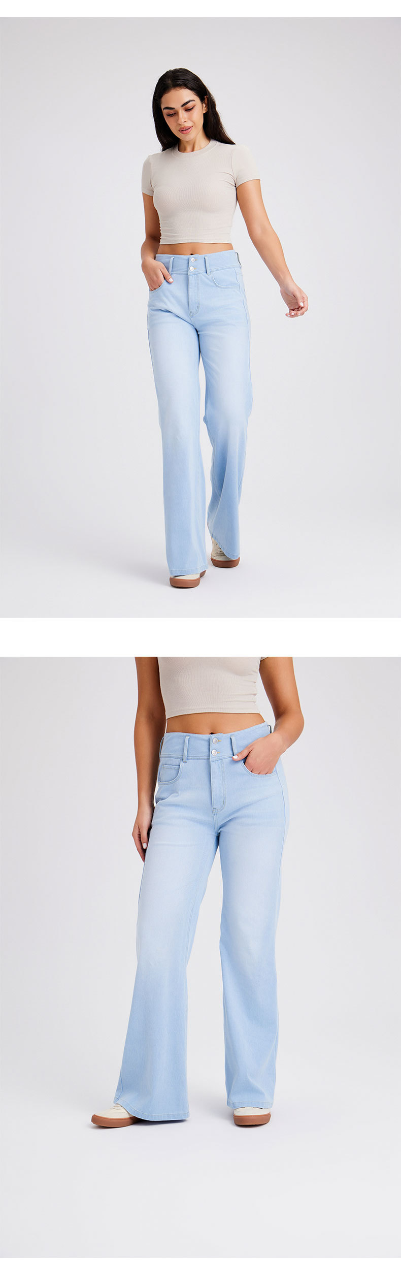 跨境欧美➕非洲大码新款高腰经典款牛仔阔腿裤女猫须马骝高弹显瘦拉链宽松休闲裤 牛仔裤牛仔裤女库存详情图13