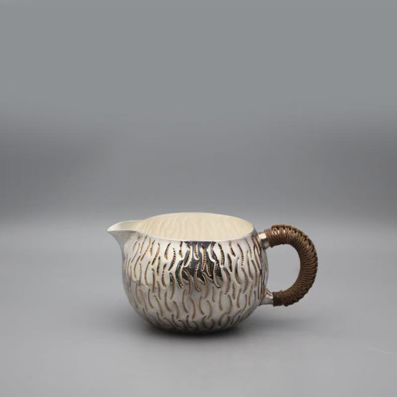 足银999公道杯分茶器日本高档纯银茶器具玉溪春细节图