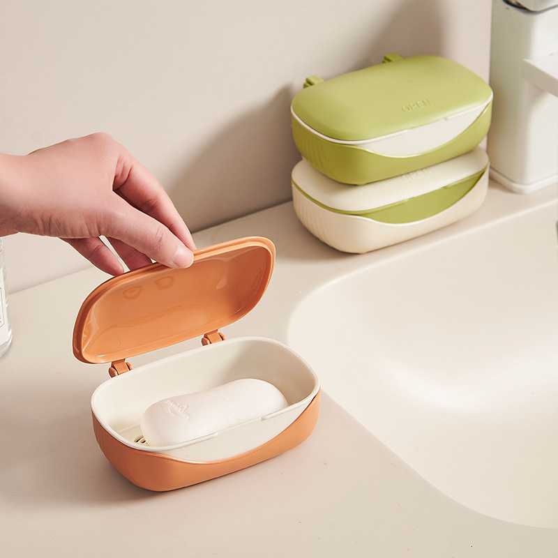 W80-875 Flip-top soap box, bathroom and toilet draining soap box, portable travel soap storage Application Scenario