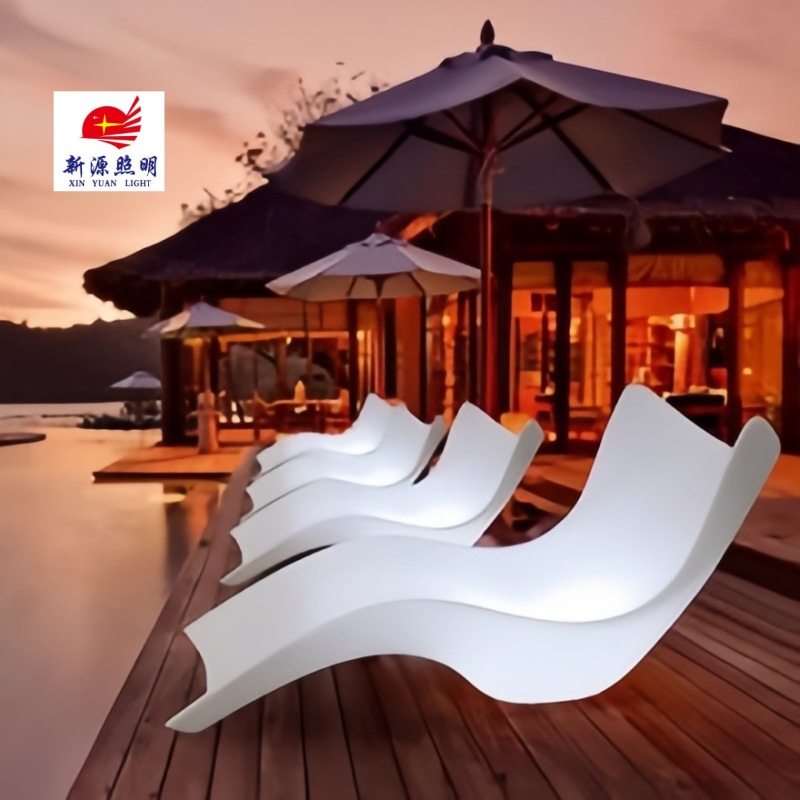 Luminous beach chair, lounge chair, outdoor swimming pool lounge chair, open-air hotel, Nordic single sofa chair, plastic backrest chair Application Scenario