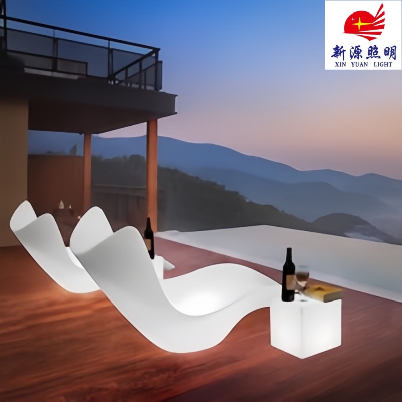Luminous beach chair, lounge chair, outdoor swimming pool lounge chair, open-air hotel, Nordic single sofa chair, plastic backrest chair details Picture