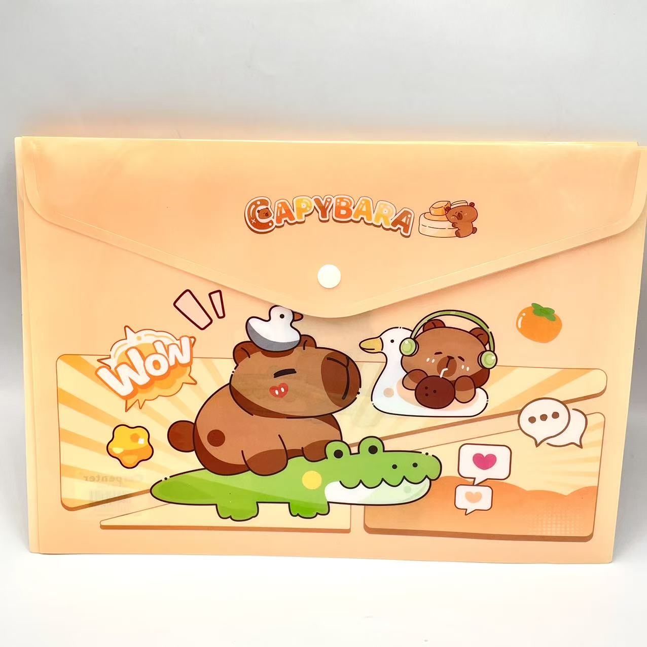 Cartoon printed file bags, student test paper bags, office materials bags, button bags details Picture