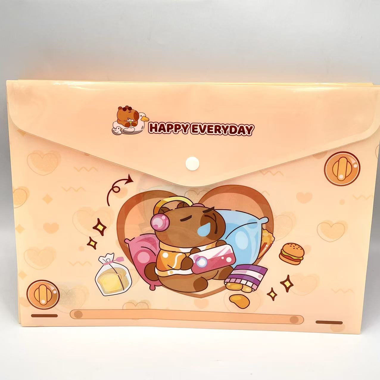 Cartoon printed file bags, student test paper bags, office materials bags, button bags Specification image