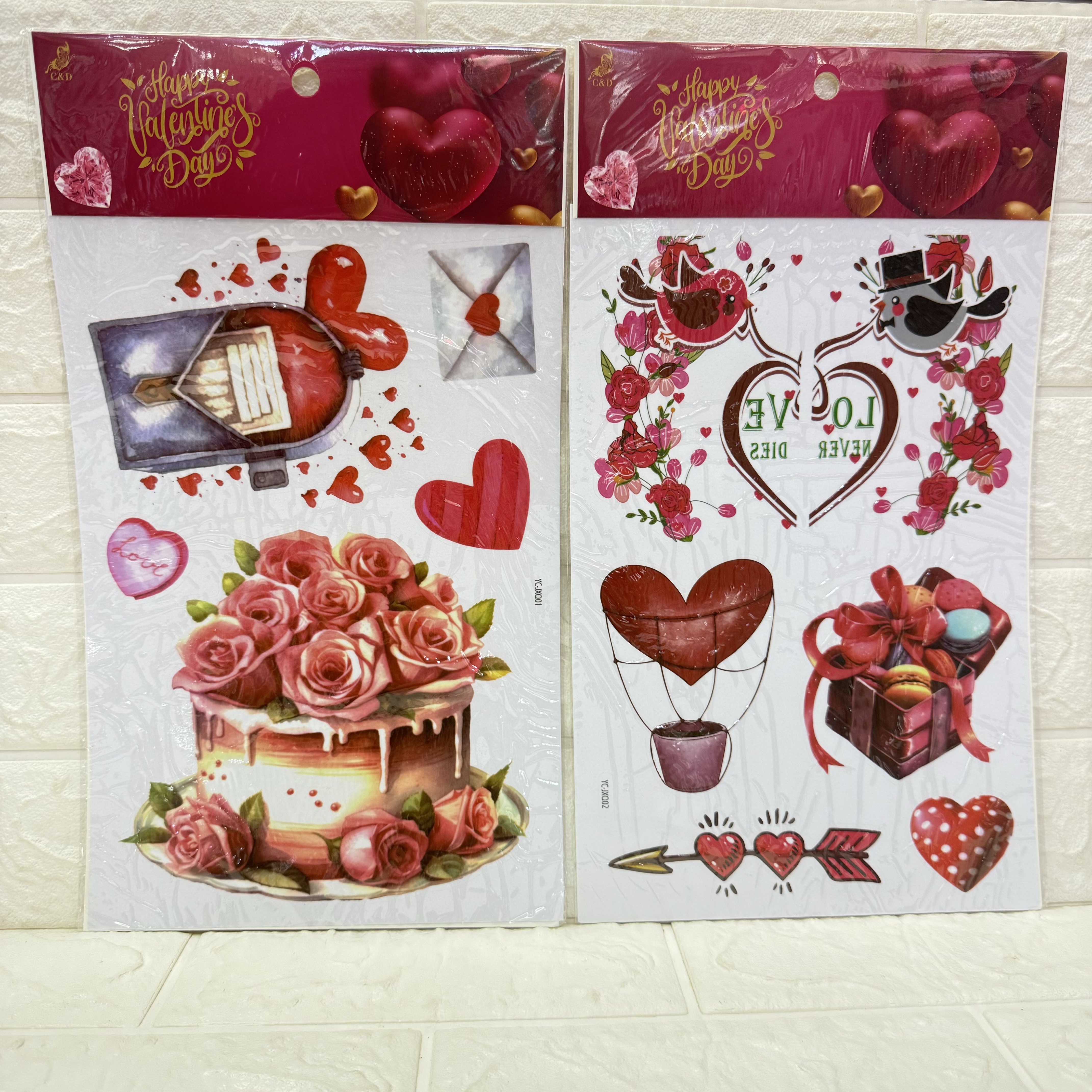 Valentine's Day electrostatic film sticker decorative wall stickers, party love bear gift decorative stickers can be reused Specification image