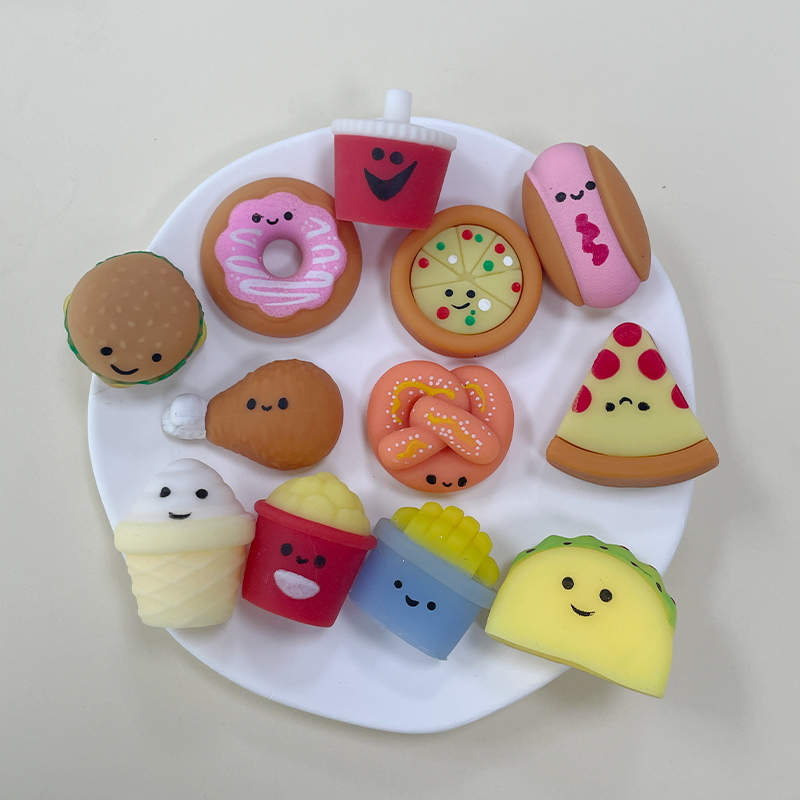 Hot-selling blind box family bucket, realistic food play, Kneading fun, children's soft rubber stress-relieving small balls, lucky box toy ornaments Application Scenario