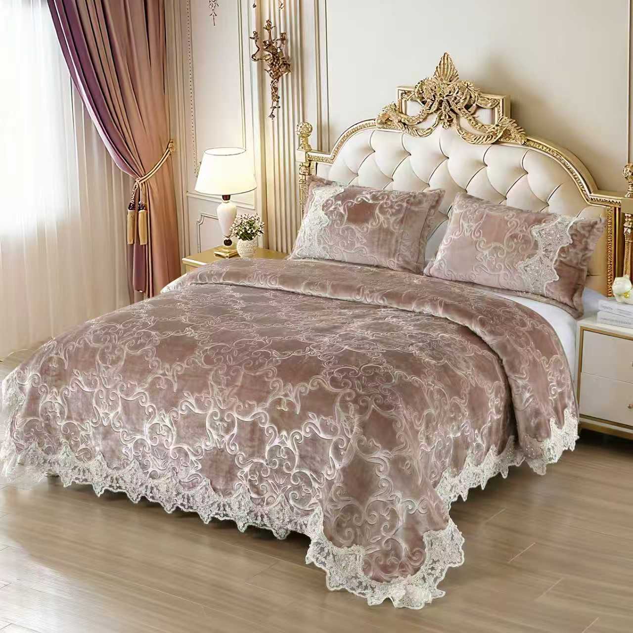 花边蕾丝毛毯，云毯