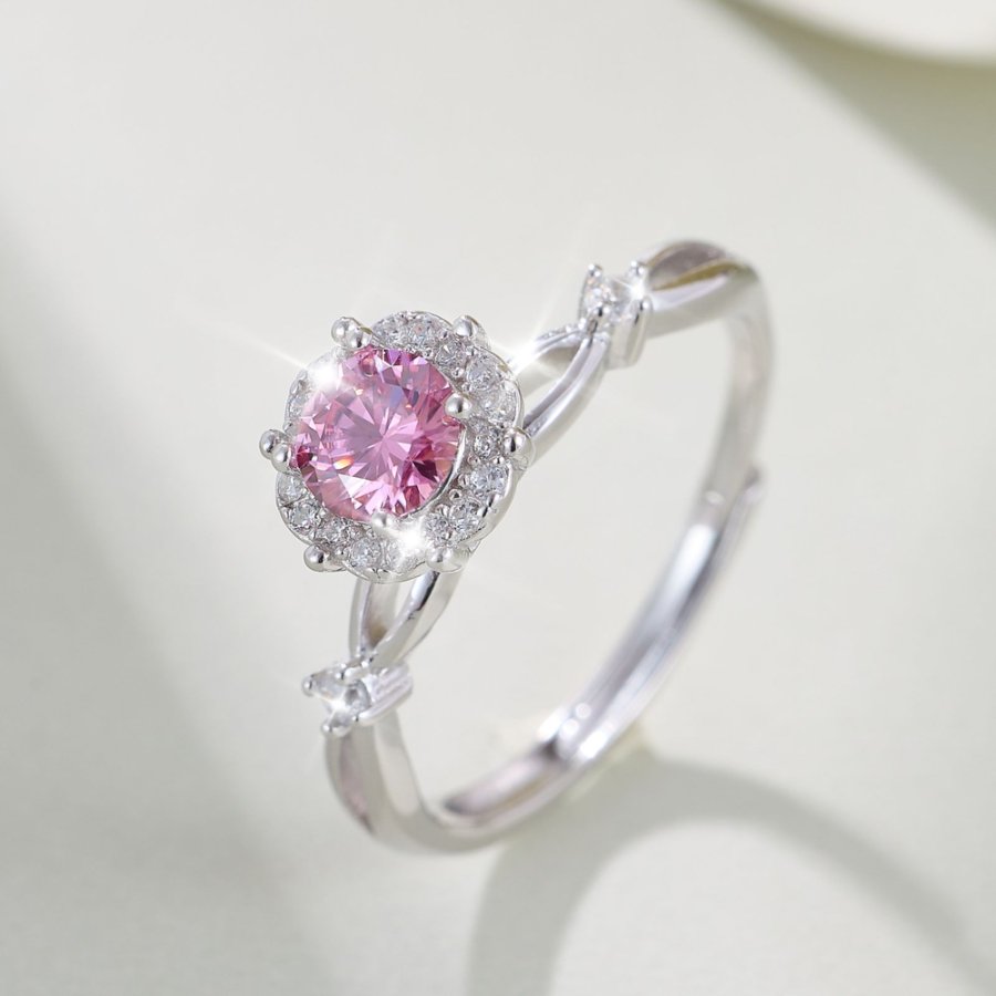 Zhuoheng Jewelry's Moissanite S925 silver exquisite luxury and elegant round adjustable fashion ring