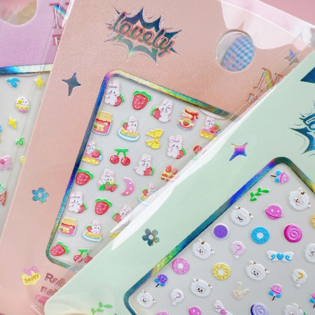 5D relief nail stickers, cute children's relief creative nail stickers, relief three-dimensional waterproof nail stickers pic 6