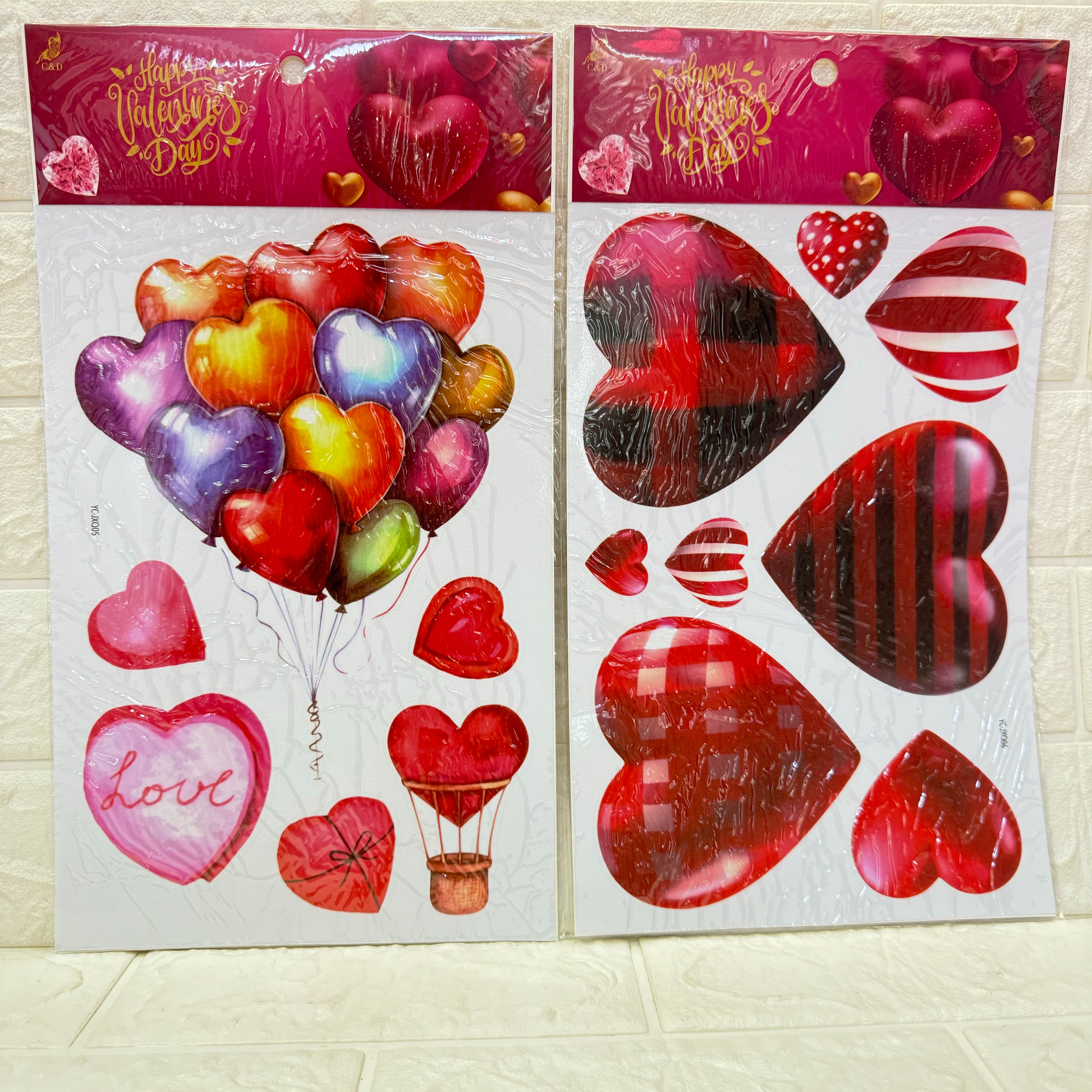 Valentine's Day electrostatic film sticker decorative wall stickers, party love bear gift decorative stickers can be reused