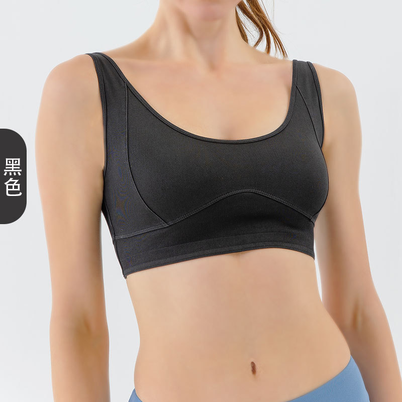 欧美跨境新款牛仔瑜伽运动内衣女紧身弹力高强度防震聚拢健身文胸 运动内衣内衣运动衣产品图