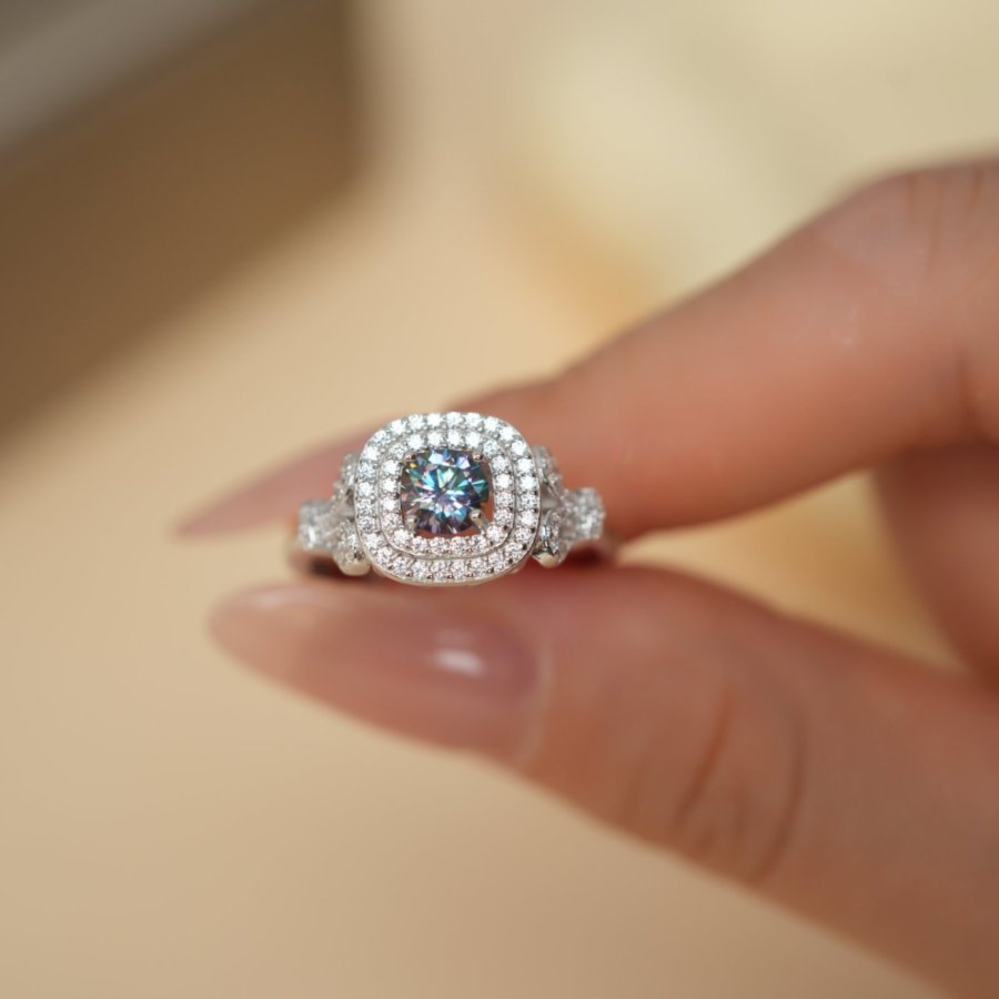 戒指/复古戒指/彩色锆石戒指/手工戒托/Awayi白底实物图