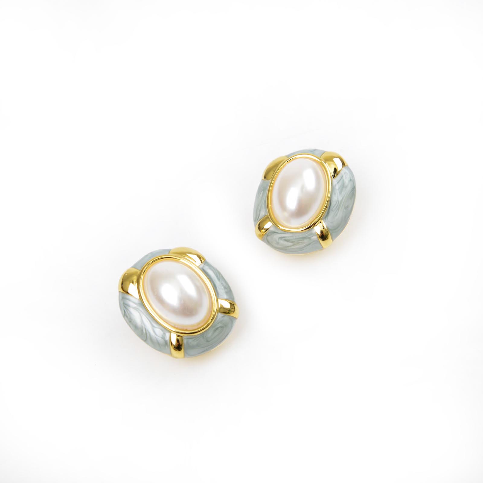 饰品/耳饰/耳环/珍珠耳环/烧焊锆石耳环白底实物图