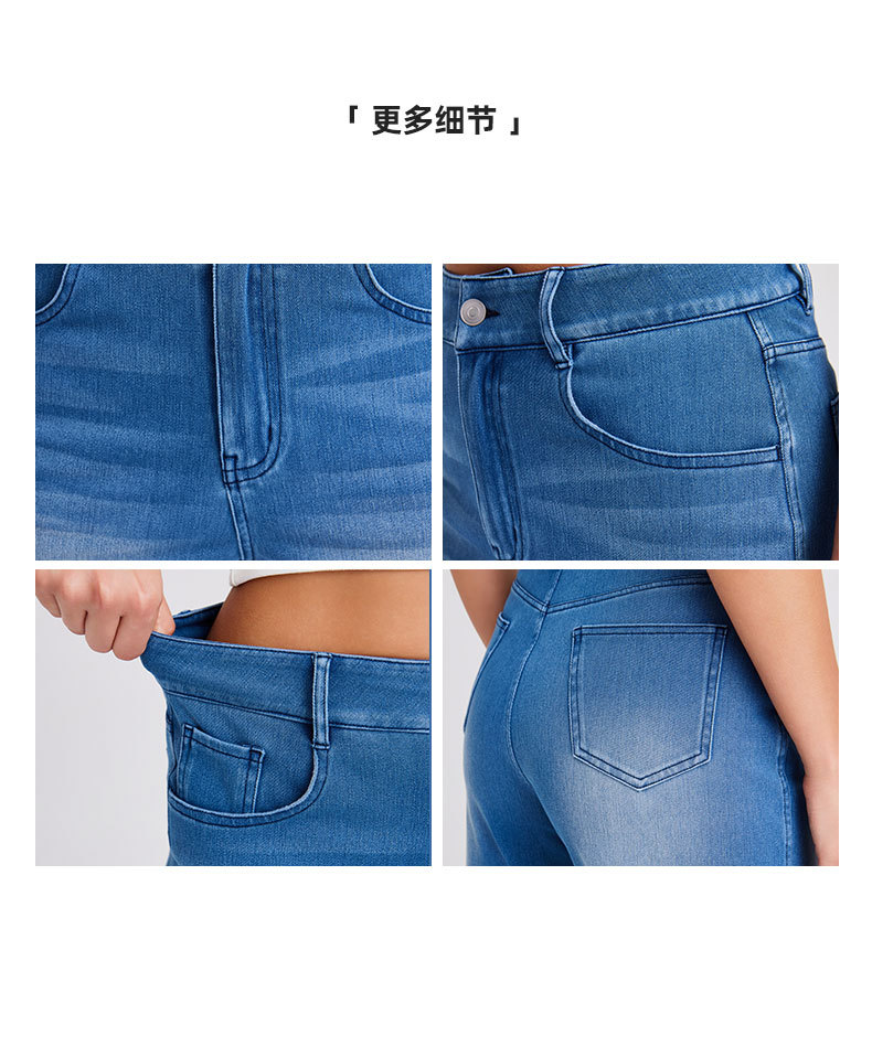 跨境新款猫须马骝牛仔短裤女高腰显瘦弹力口袋带扣健身休闲短裤 女裤女式2025牛仔裤女牛仔裤女装详情图8