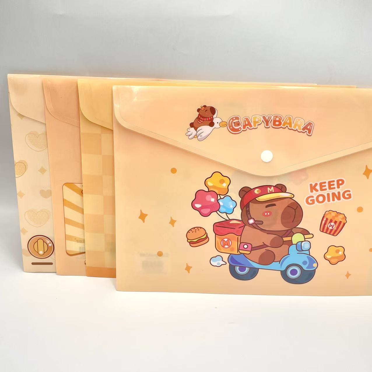 Cartoon printed file bags, student test paper bags, office materials bags, button bags