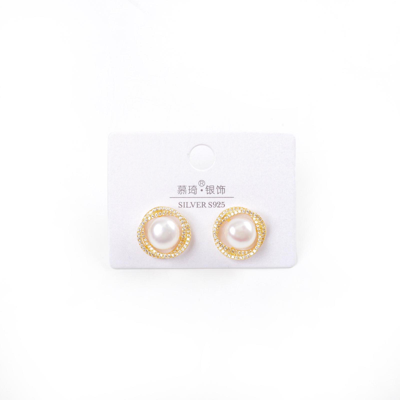 饰品/耳饰/耳钉/珍珠耳环/植绒耳钉白底实物图