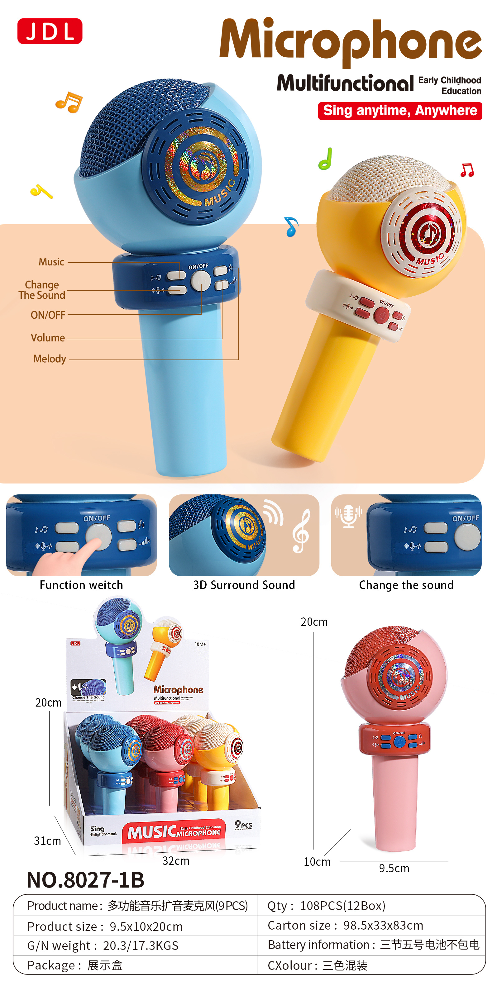 TK18179 Multi-Functional Music Amplification Microphone (9PCS) Specification image