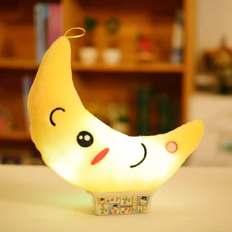 Colorful luminous moon pillow, small starfish throw pillow, star doll, plush toy, Valentine's Day creative birthday gift for girls, random color Application Scenario