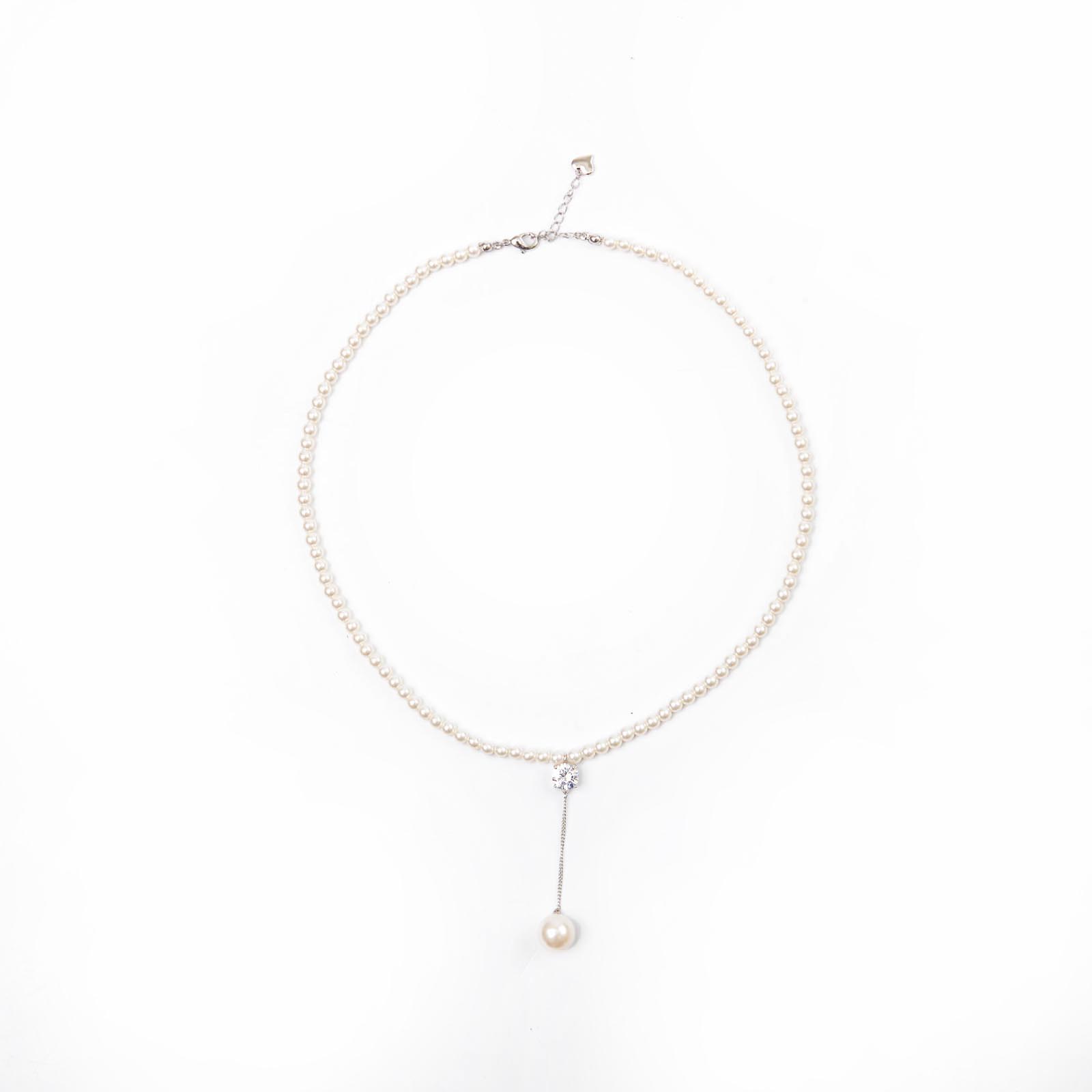 韩国法式复古锆石珍珠流苏项链网红气质简约锁骨链项坠百搭新款项