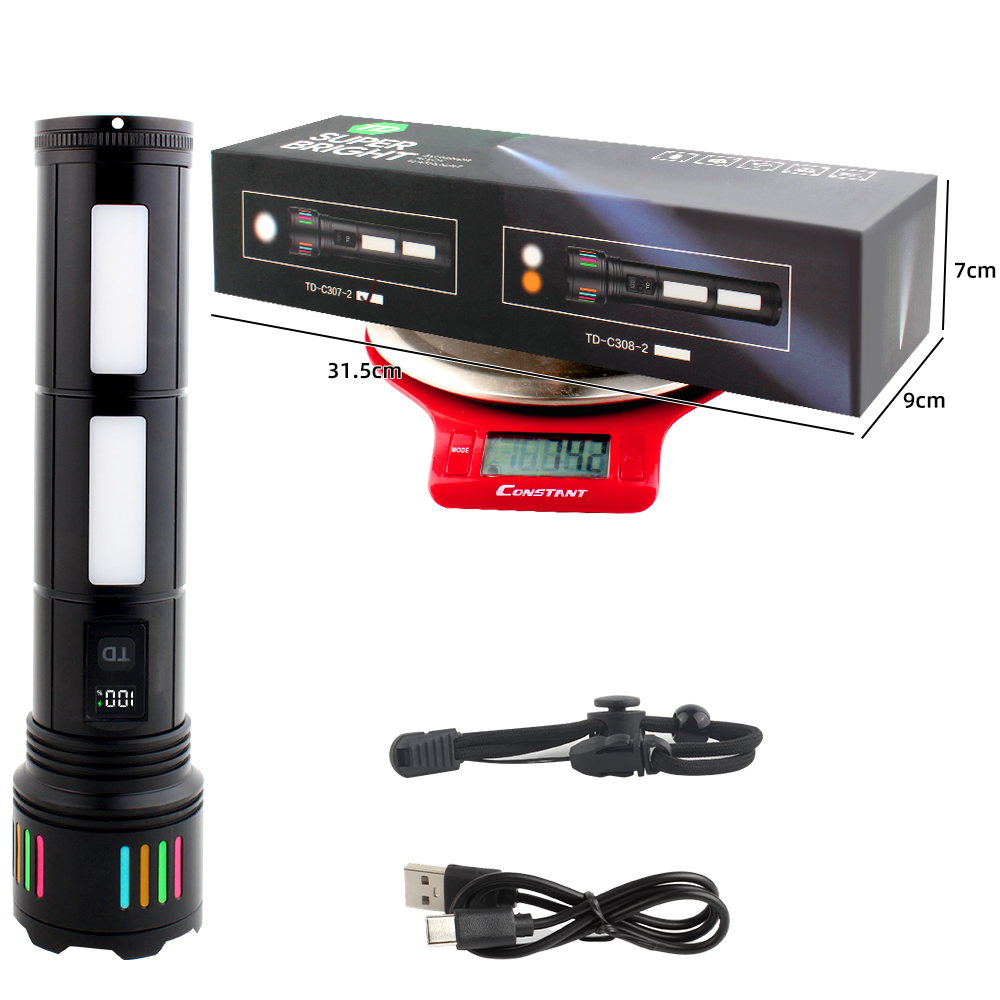 وشحن مصباح يدوي من سبائك الألومنيوم الأسود SMD Specification image