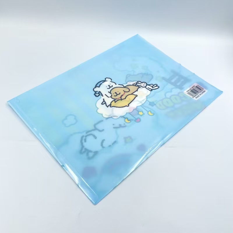 Cartoon horizontal printed button bag, office materials bag, A4 storage bag, student test paper classification bag pic 1