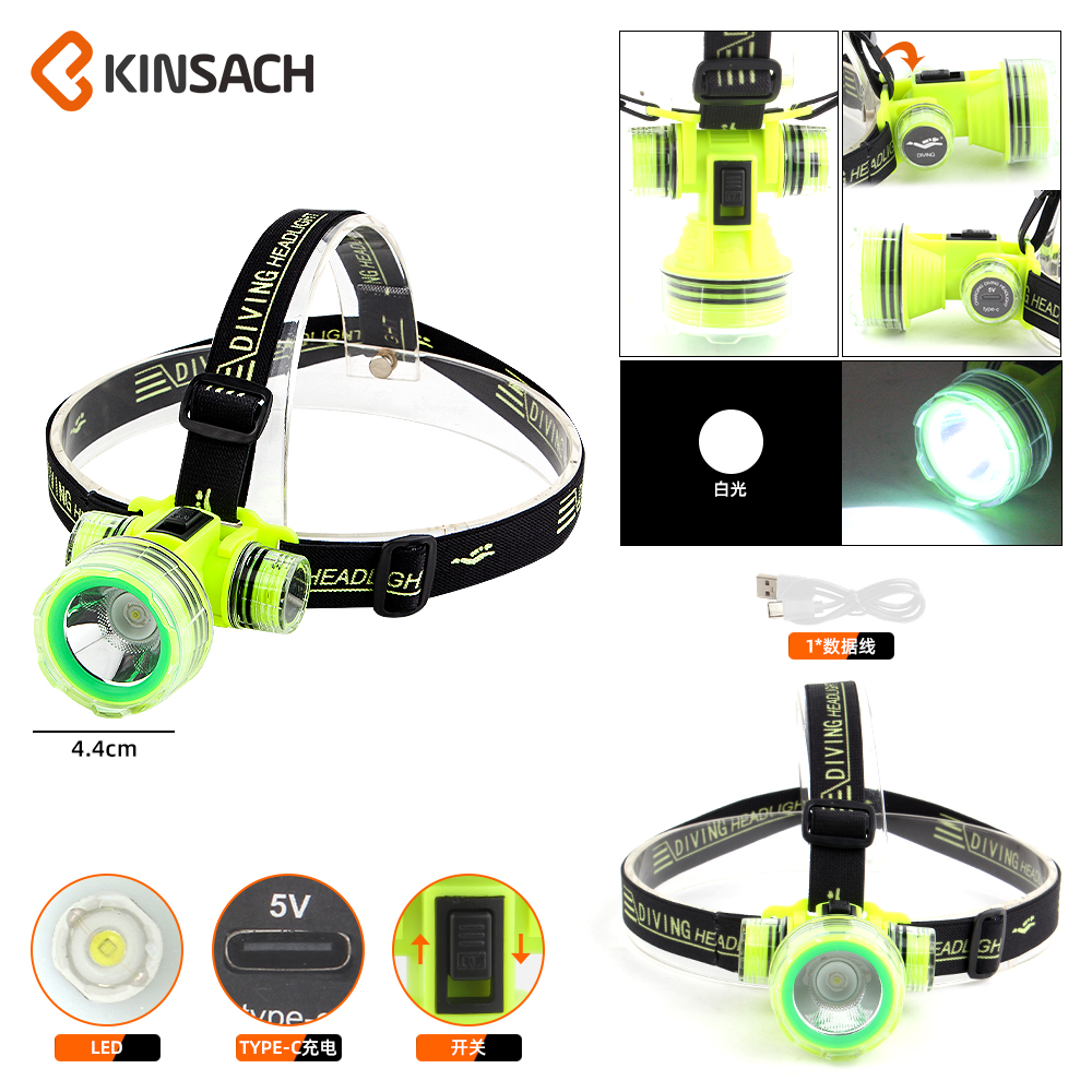KINSACH Star Source TYPE-C Rechargeable Diving led Headlight details Picture
