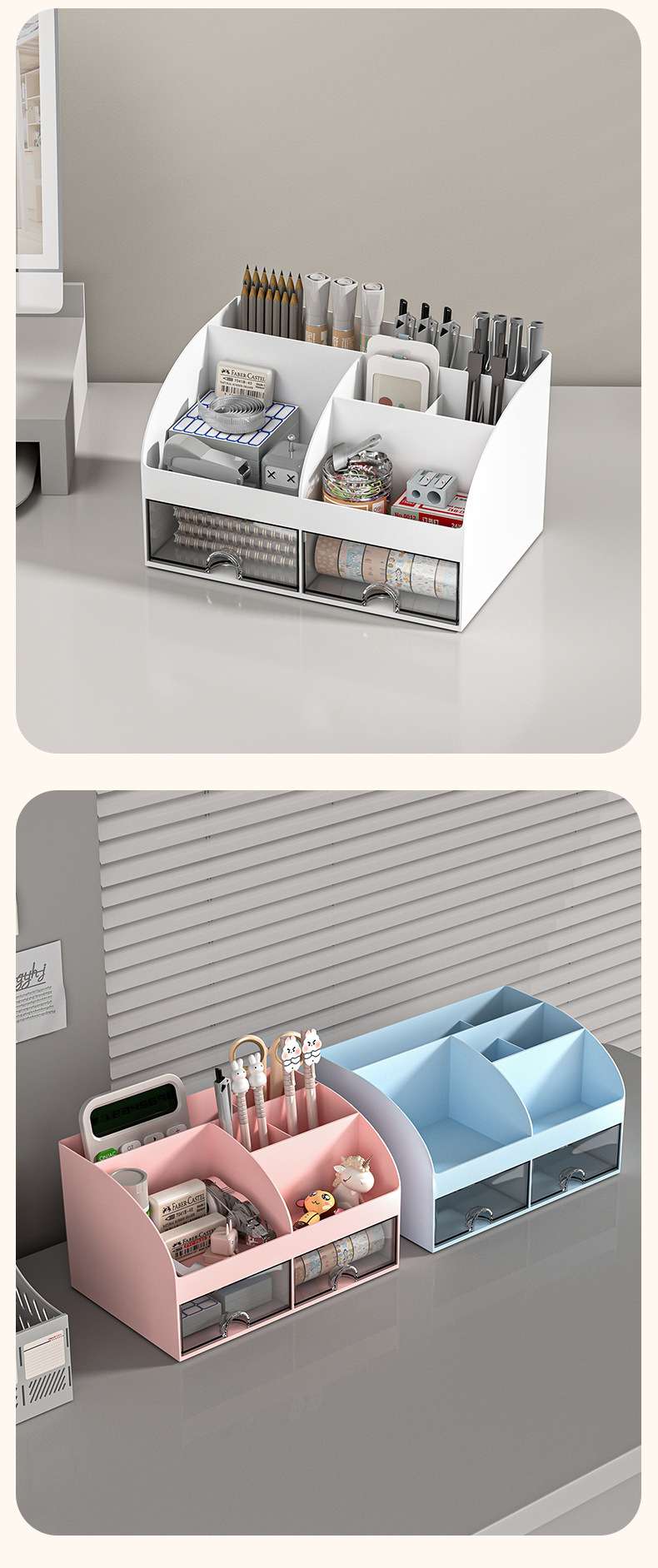 J192-W3505 Office storage box, transparent small drawer type storage cabinet, student desktop compartmentalized storage box detail image 6