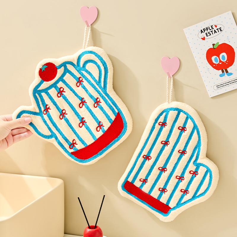 水壶/擦手巾，挂式洗手巾，儿童可爱珊瑚绒毛巾，超强吸水抹布(836