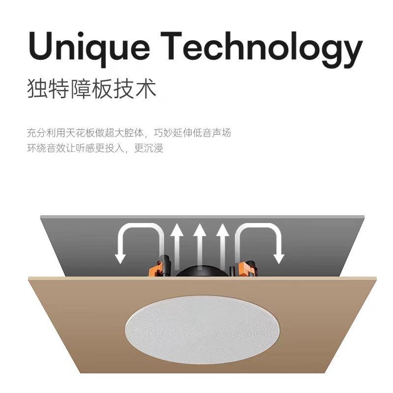 Unique Baffle Technology Ceiling High-Fidelity Bass Surround Sound System details Picture
