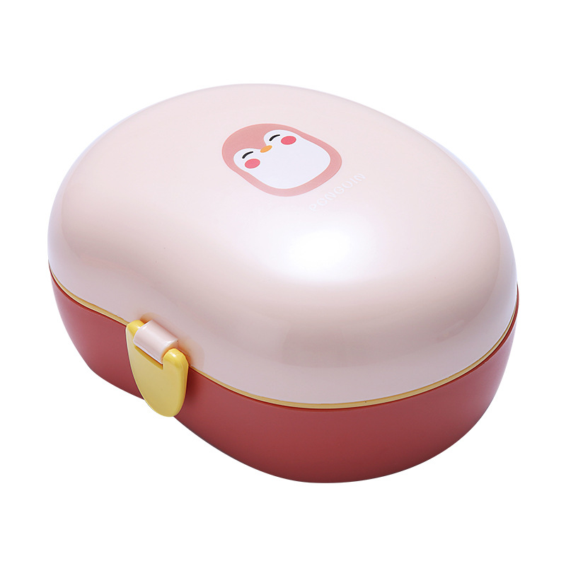 J35-2525 Cute Cartoon mango-shaped bento box, student lunch box, outdoor picnic snack double-layered Item Picture