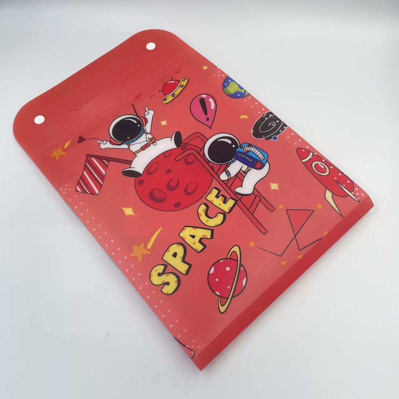 Cartoon student A4 hand-held vertical organ bag for study stationery, test papers and materials, 13-compartment file bag Application Scenario