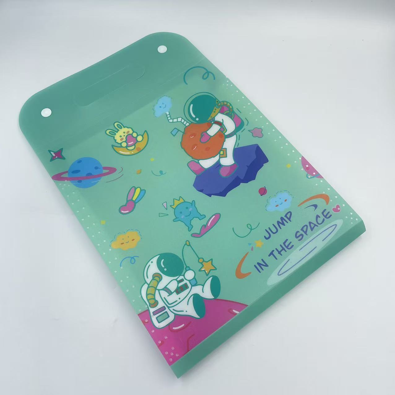 Cartoon student A4 hand-held vertical organ bag for study stationery, test papers and materials, 13-compartment file bag Specification image