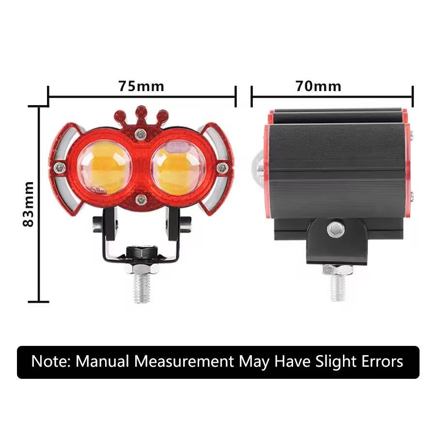 Motorcycle LED spotlight lens spotlight, white and yellow light, led external strobe light, high-brightness light, export version Application Scenario