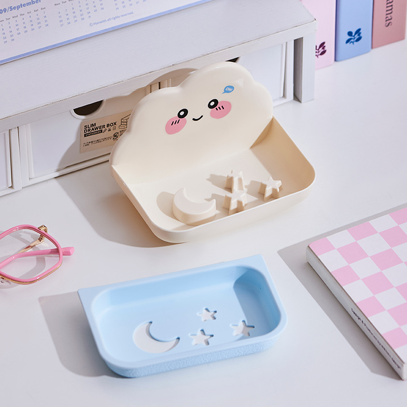 J06-9017 Draining soap box, non-punching wall-mounted soap storage rack, creative cloud double-layer soap box for bathroom and toilet Application Scenario