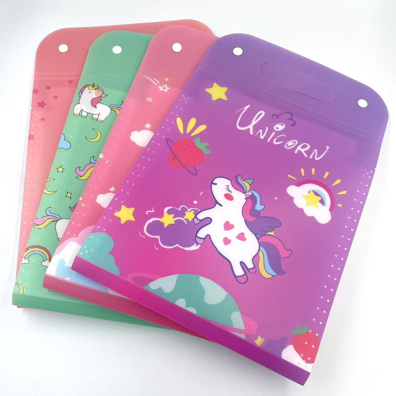 A4 hand-held vertical cartoon organ bag for study stationery, test papers and materials, 13-compartment file bag