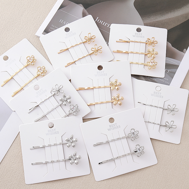 韩版新款铜镶锆石花朵一字夹古风女主精致发夹清新简约刘海夹侧边夹厂家批发