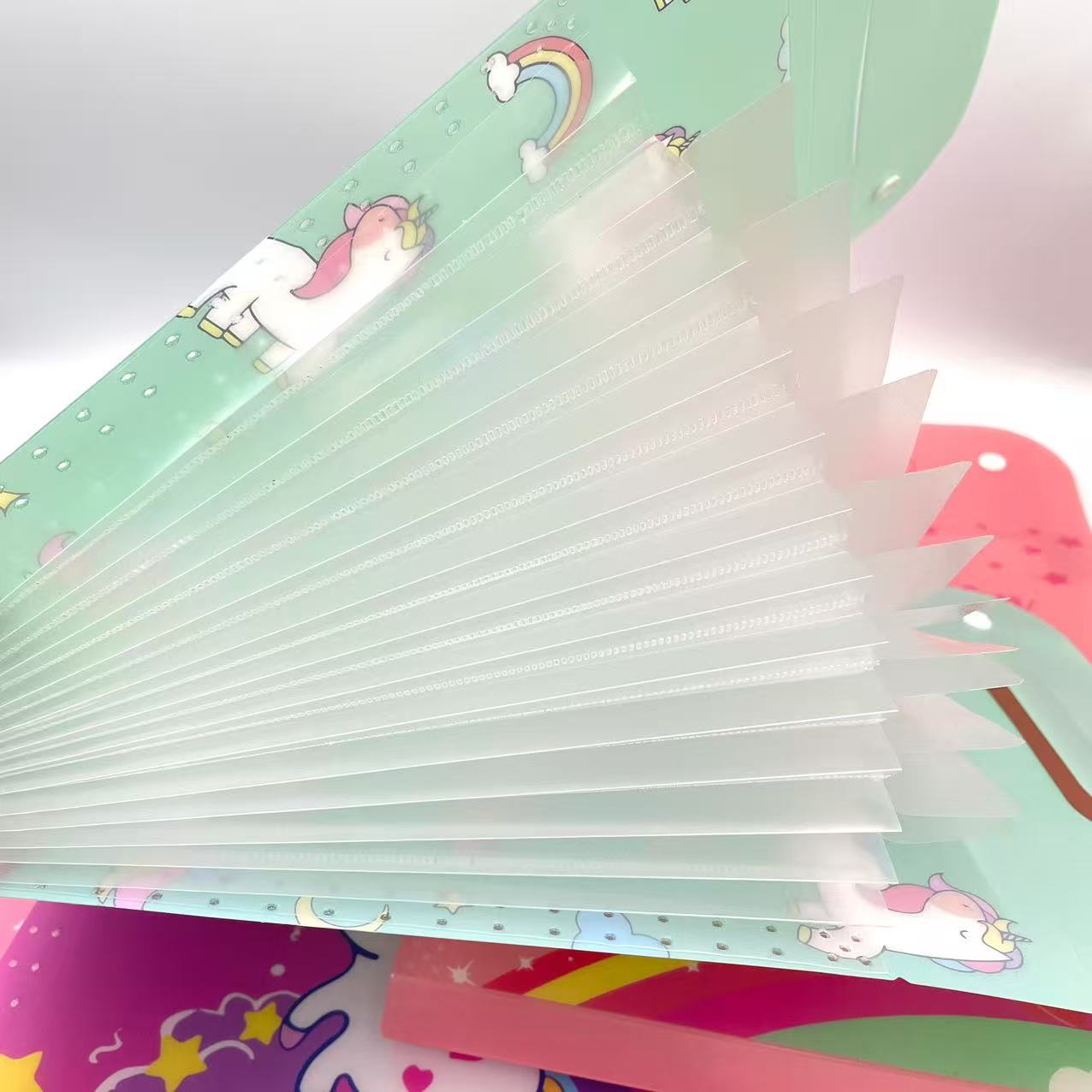 A4 hand-held vertical cartoon organ bag for study stationery, test papers and materials, 13-compartment file bag pic 4