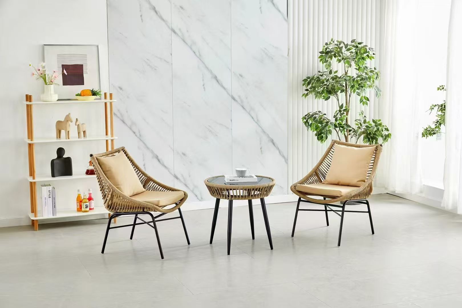 Star Factory Outdoor rattan chair sofa combination balcony sales office Nordic courtyard outdoor waterproof leisure furniture rattan woven sofa chair