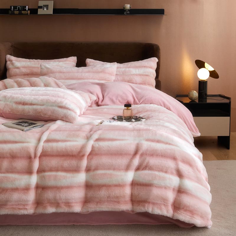 a类皮草绒四件套加厚兔毛绒被套床单保暖牛奶绒套件4冬季床上用品产品图