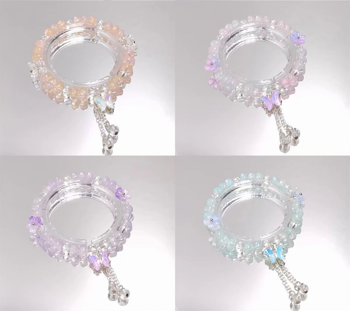 抖店多色链女士手链手串古银礼品店爆款情侣手链手链手链古风仿古国风水晶手链水晶手串水晶手串饰角蝴蝶