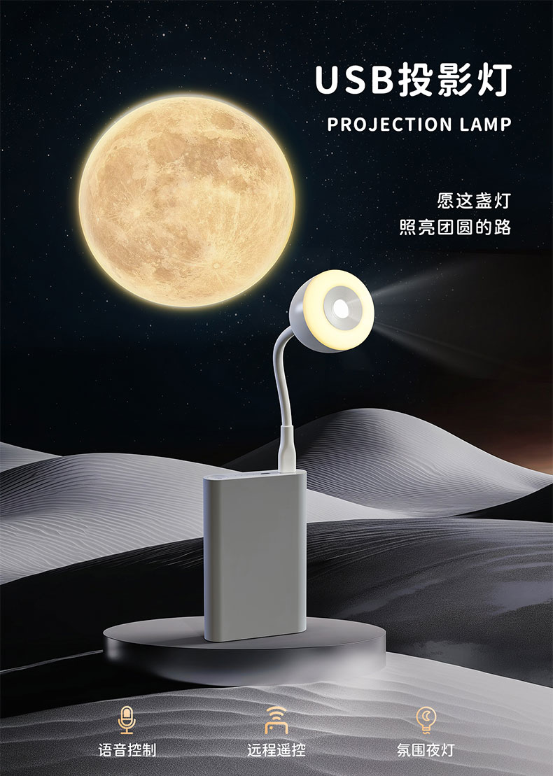 USB投影灯，百变软管直插夜灯，月球投影灯(825-Y02）详情2