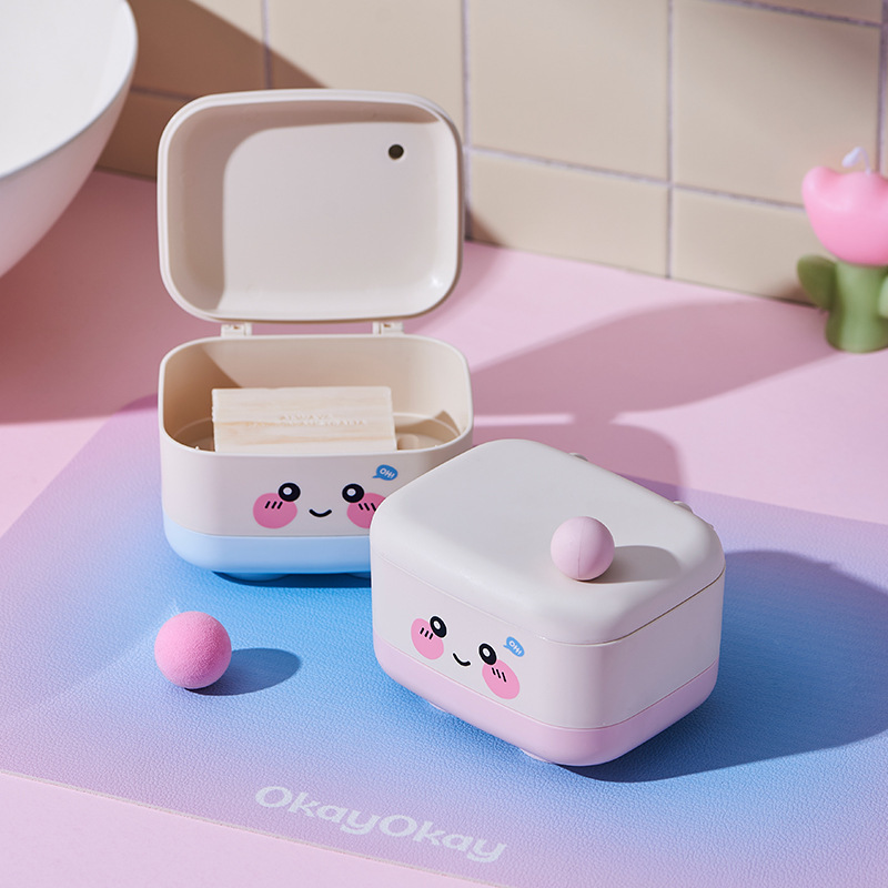 J06-9018 Covered soap box, leak-proof travel sealed box, household, boarding, student dormitory, large covered portable soap rack