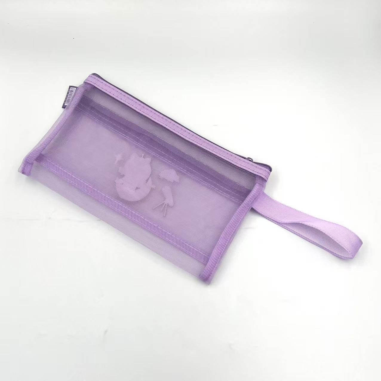 B6 zipper bag, cartoon printed net bag, student stationery bag, double-layer pen case, office materials bag pic 3