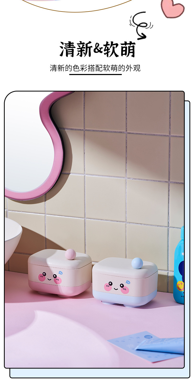 J06-9018 Covered soap box, leak-proof travel sealed box, household, boarding, student dormitory, large covered portable soap rack detail image 8