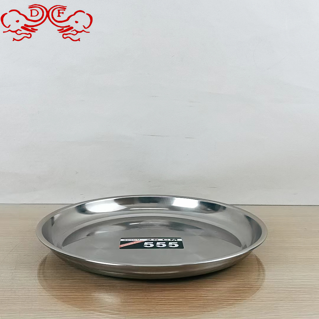 DF99021 stainless steel round plate, inch plate, thickened printed plate, fruit plate, grape plate, household export, cross-border DF TRADINGHOUSE Specification image