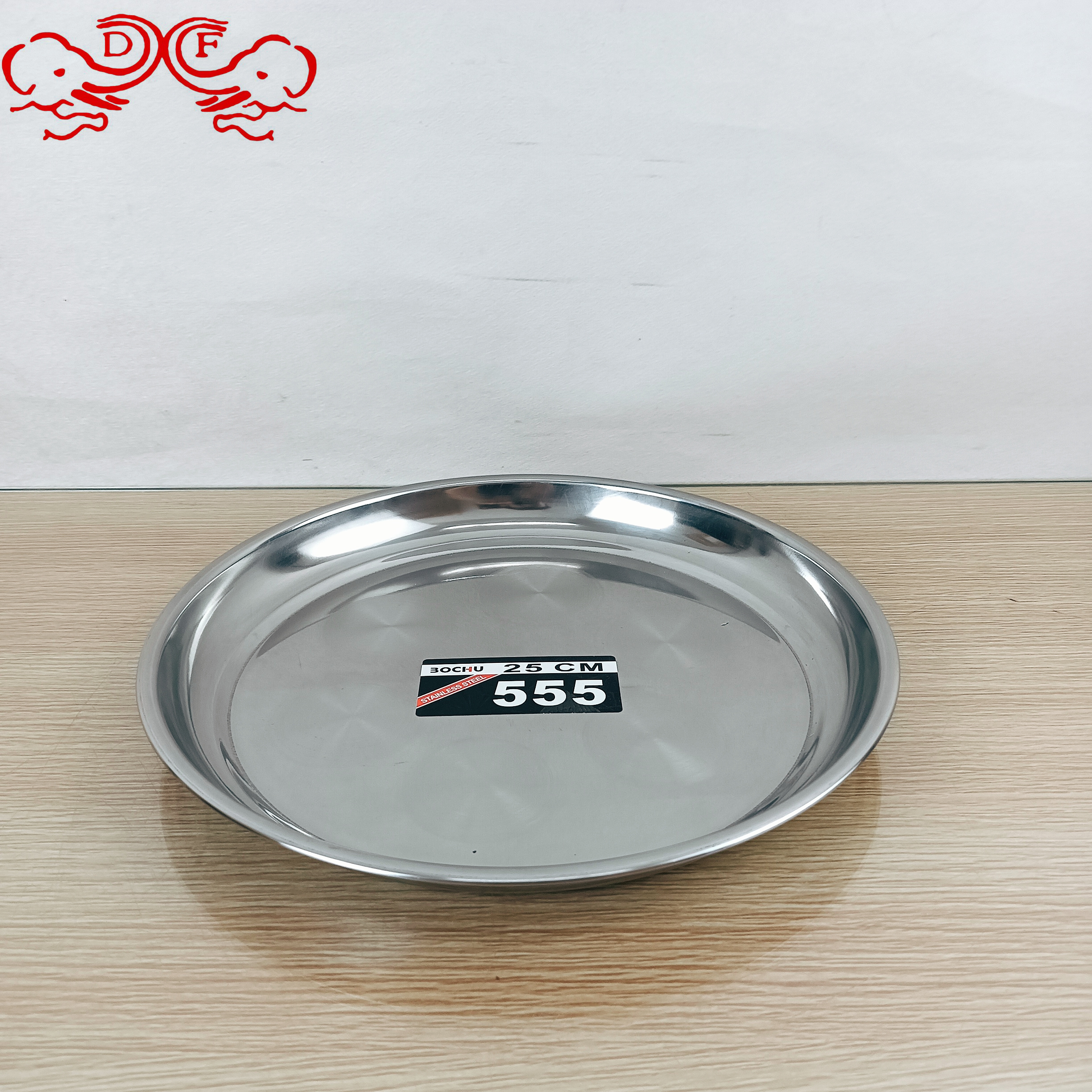 DF99021 stainless steel round plate, inch plate, thickened printed plate, fruit plate, grape plate, household export, cross-border DF TRADINGHOUSE Item Picture