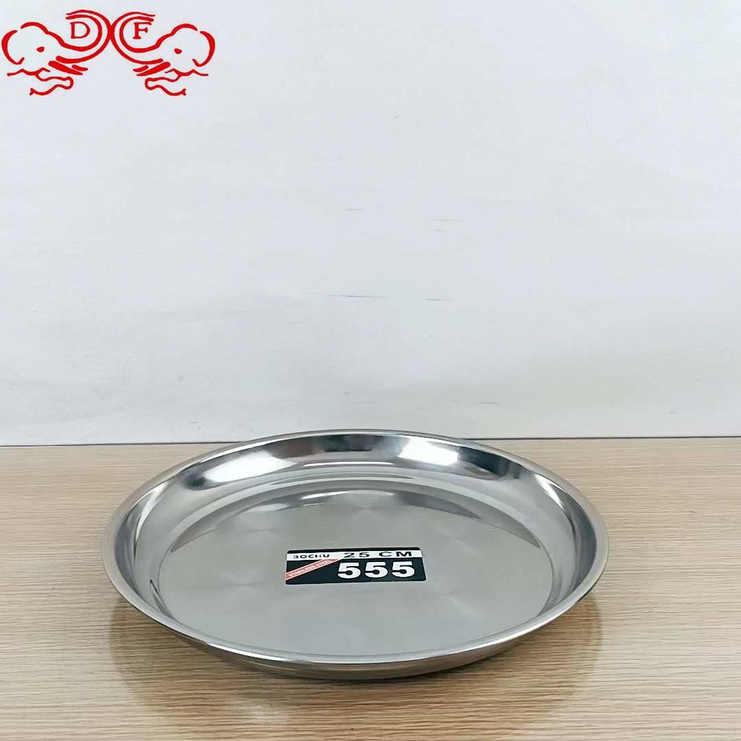 DF99021 stainless steel round plate, inch plate, thickened printed plate, fruit plate, grape plate, household export, cross-border DF TRADINGHOUSE Application Scenario