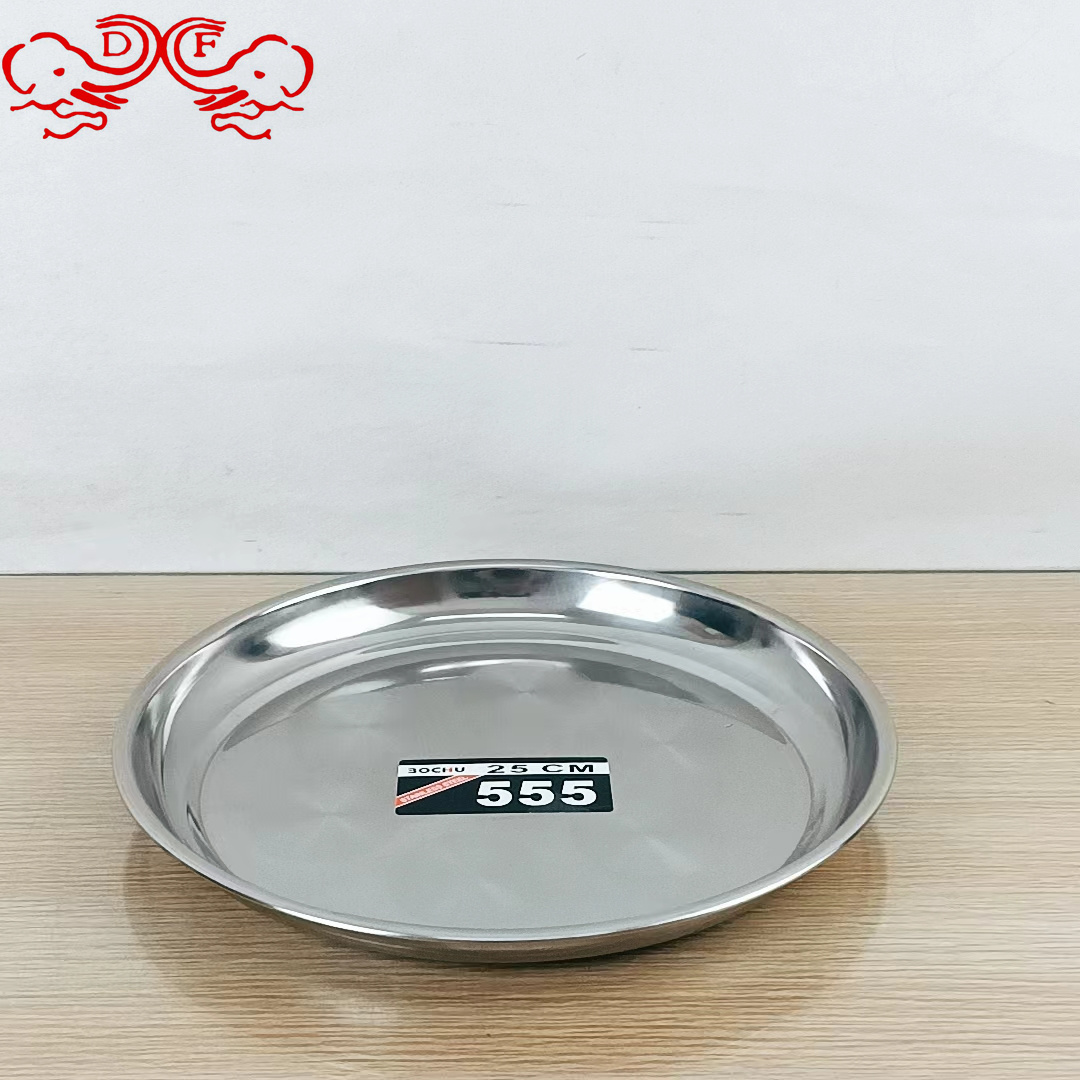 DF99021 stainless steel round plate, inch plate, thickened printed plate, fruit plate, grape plate, household export, cross-border DF TRADINGHOUSE